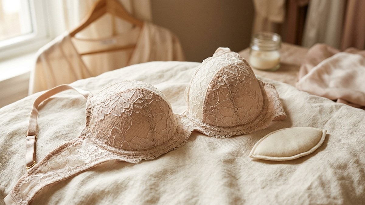 Асимметрия груди: бюстгальтер из эластичного кружева на манекене в примерочной салона белья